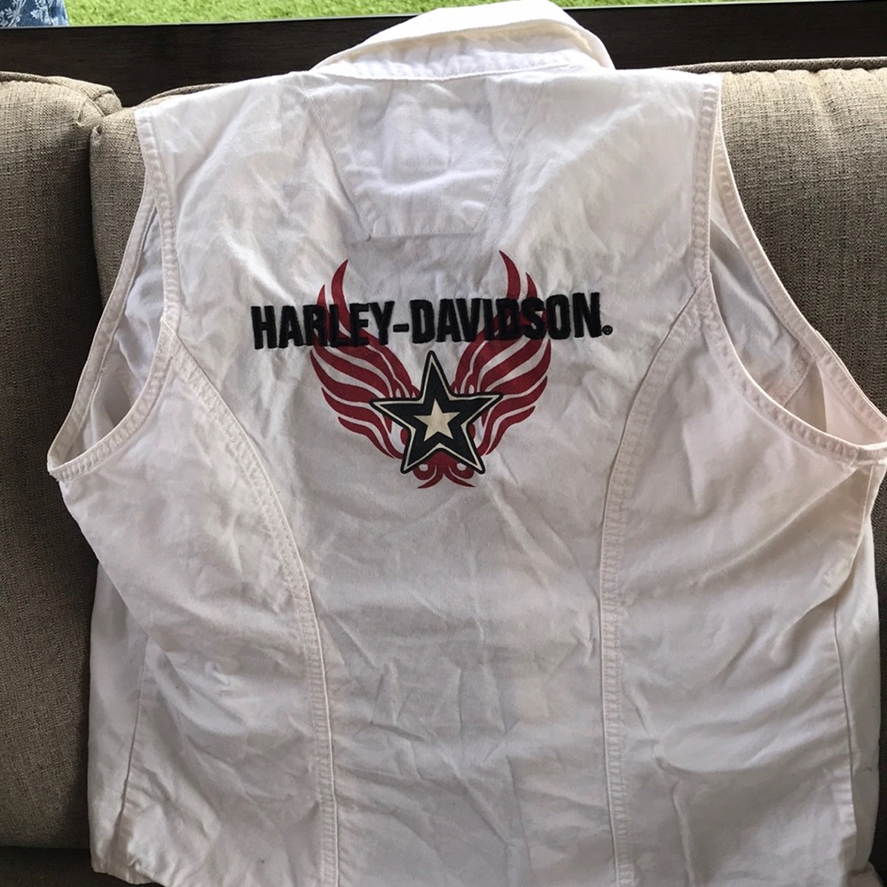 Harley Davidson sleeveless patriotic shirt size small Womens